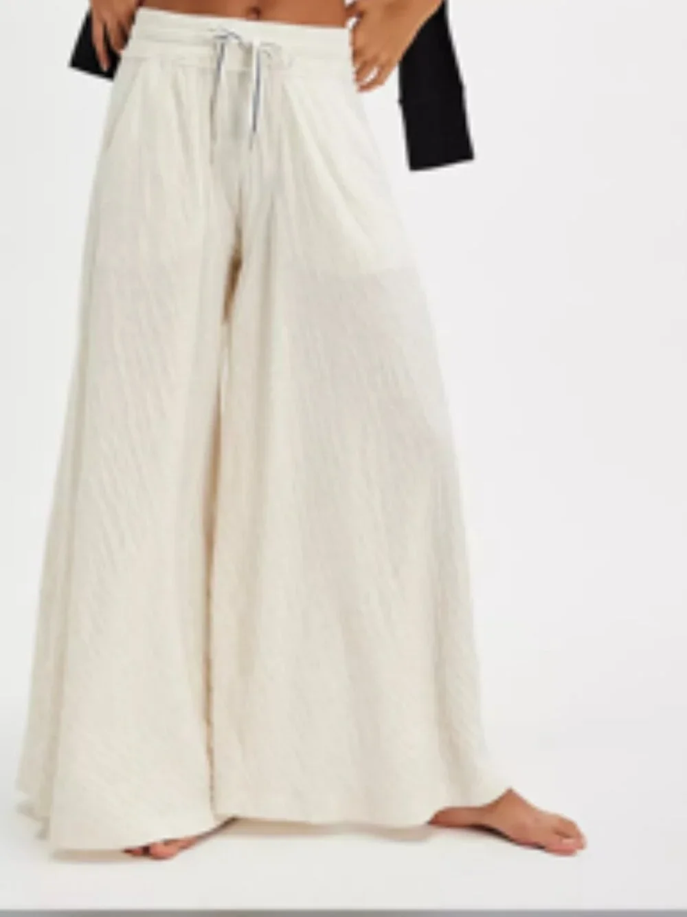 NWT Free People Wait A Minute Wide-Leg Lounge Pants Oatmeal Heather